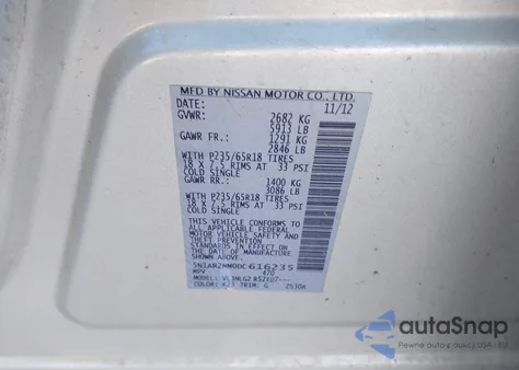 2013 Nissan Pathfinder Sl из США, поврежденный, VIN 5N1AR2MM0DC616235